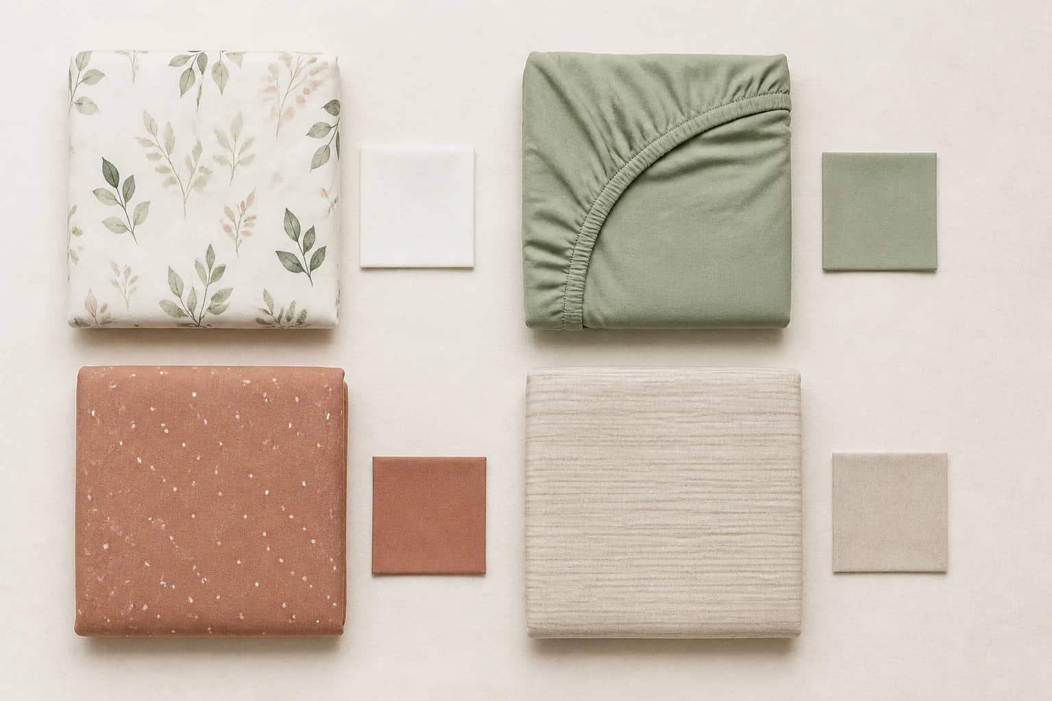 Coordinated botanical and solid-color baby bedding directions