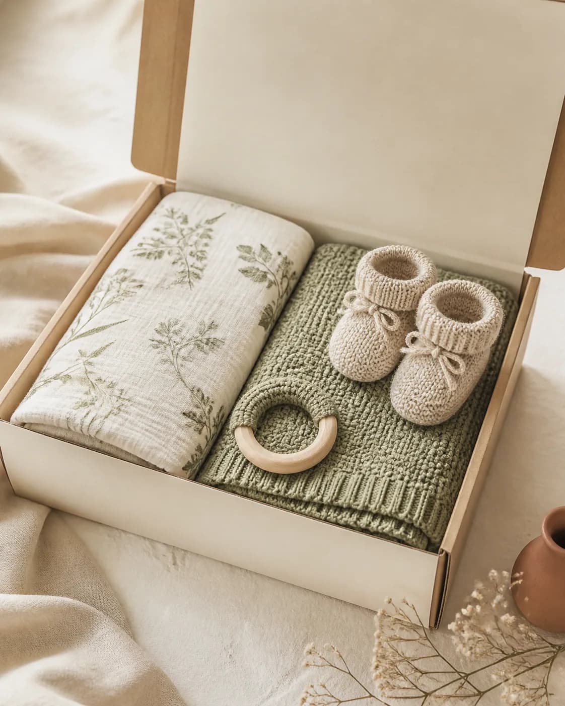 Coordinated newborn textile gift set